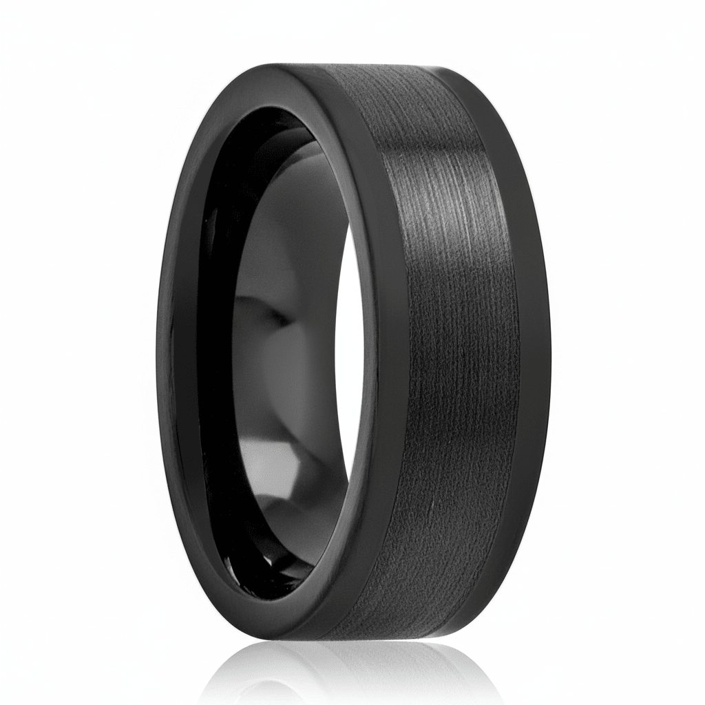 DUSKORA — hero shot — men's tungsten carbide wedding ring | Aydins Jewelry