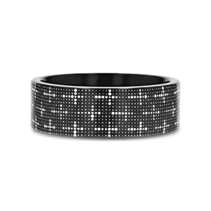 ECCLESIA Black tungsten Christian wedding ring — angle 2