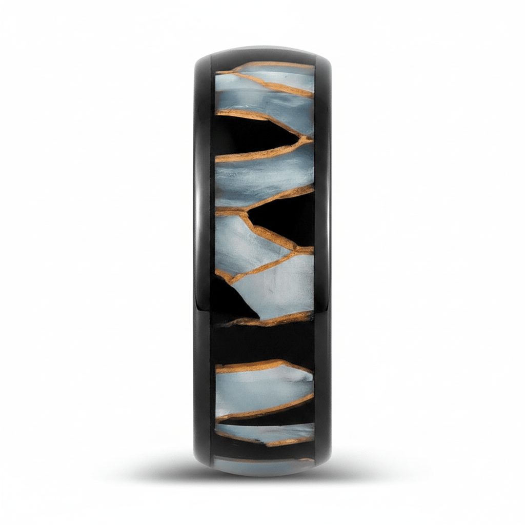 ELITIS — Front-facing straight-on view — men's tungsten wedding ring.
