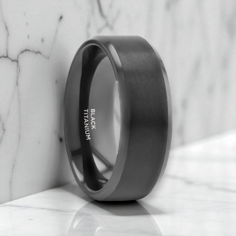 ELYSIAN — hero shot — men's titanium wedding ring | Aydins Jewelry