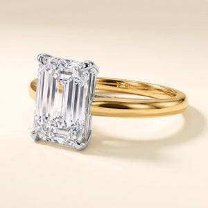 LYDIA emerald lab-grown diamond ring in 14K two-tone gold, studio hero, approx. 1 ct center