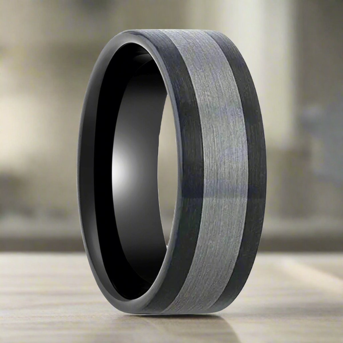 ENDAST Black Ceramic men's wedding band, image 5