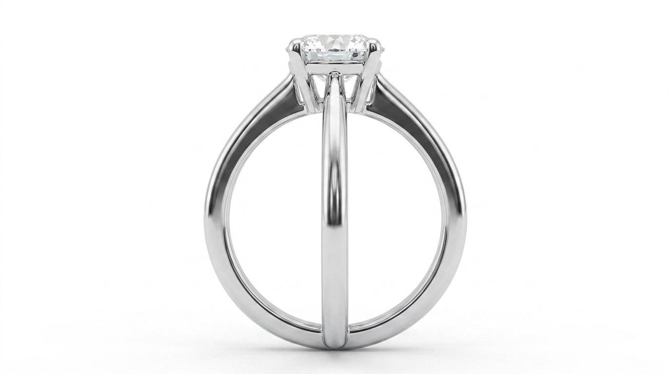 4 carat round lab grown diamond engagement ring - side profile