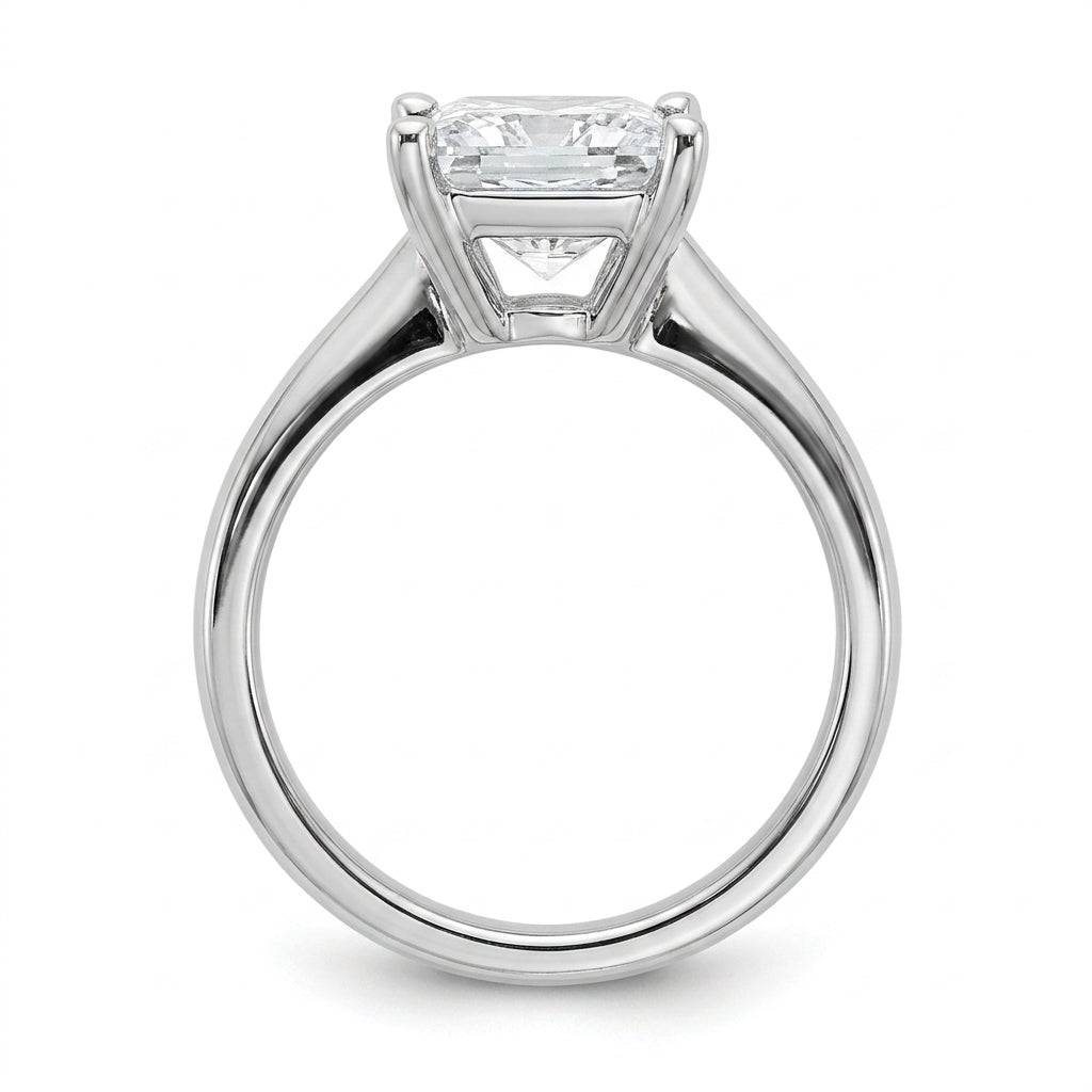 3 carat princess lab grown diamond engagement ring - side profile