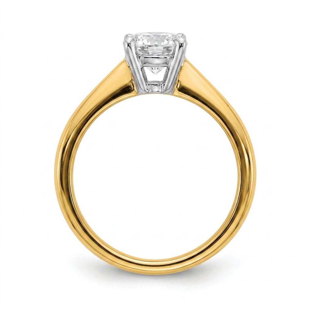 1 carat round lab grown diamond engagement ring - side profile