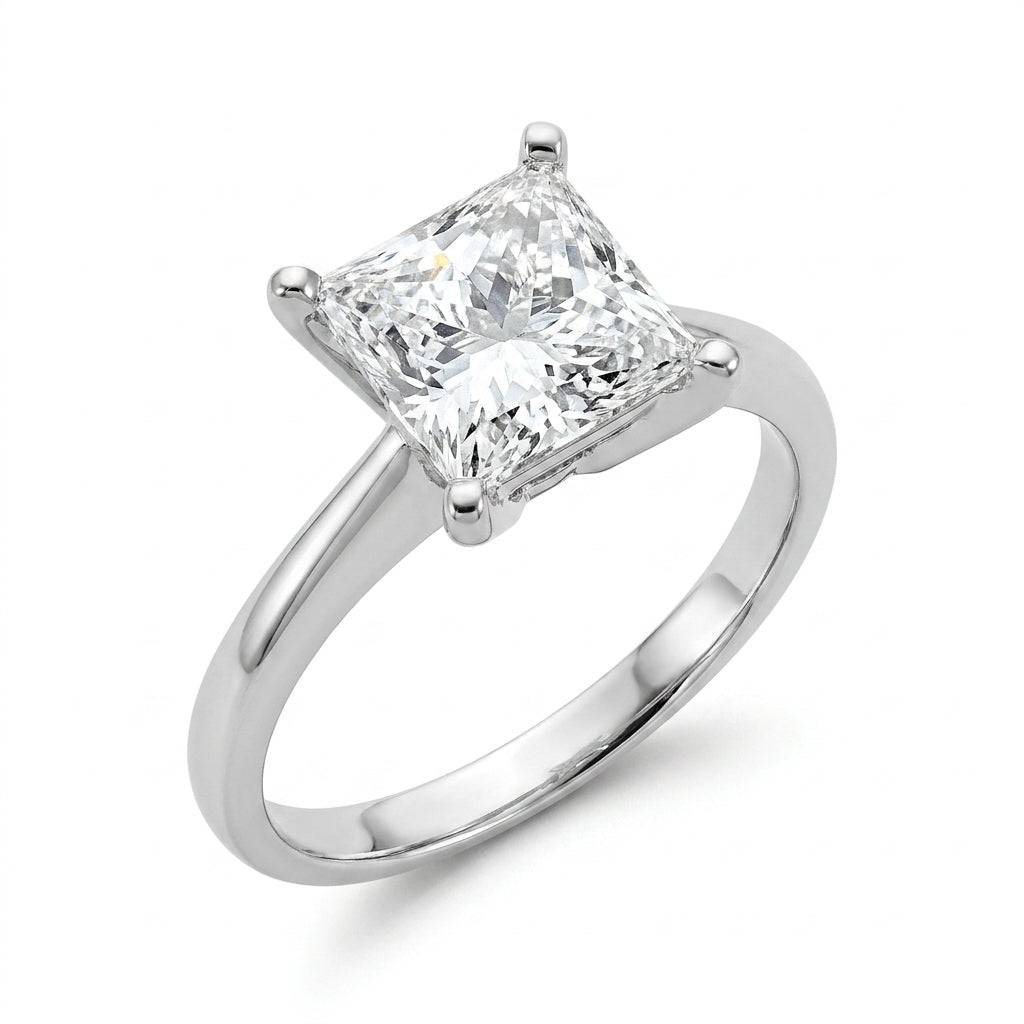 5 carat princess lab grown diamond engagement ring - hero beauty
