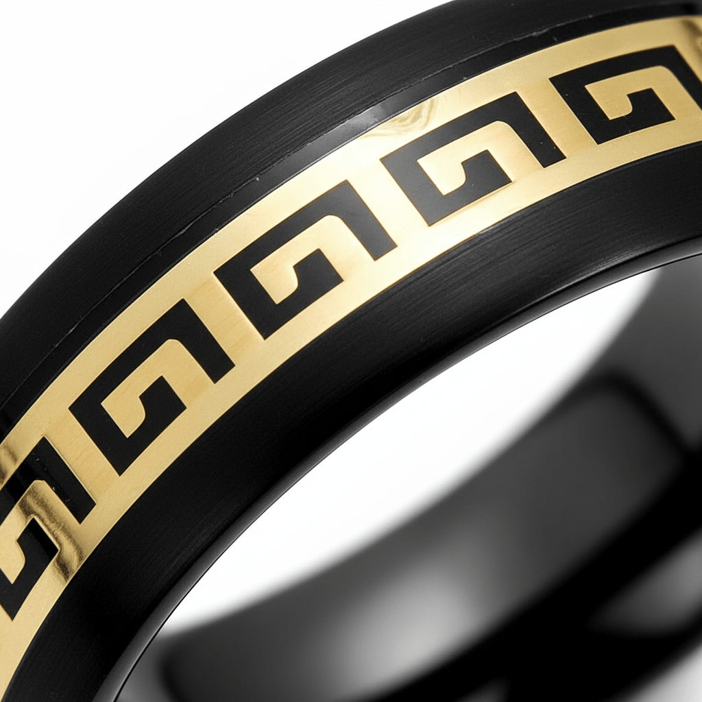 ERDIL — Extreme macro detail — men's tungsten wedding ring.