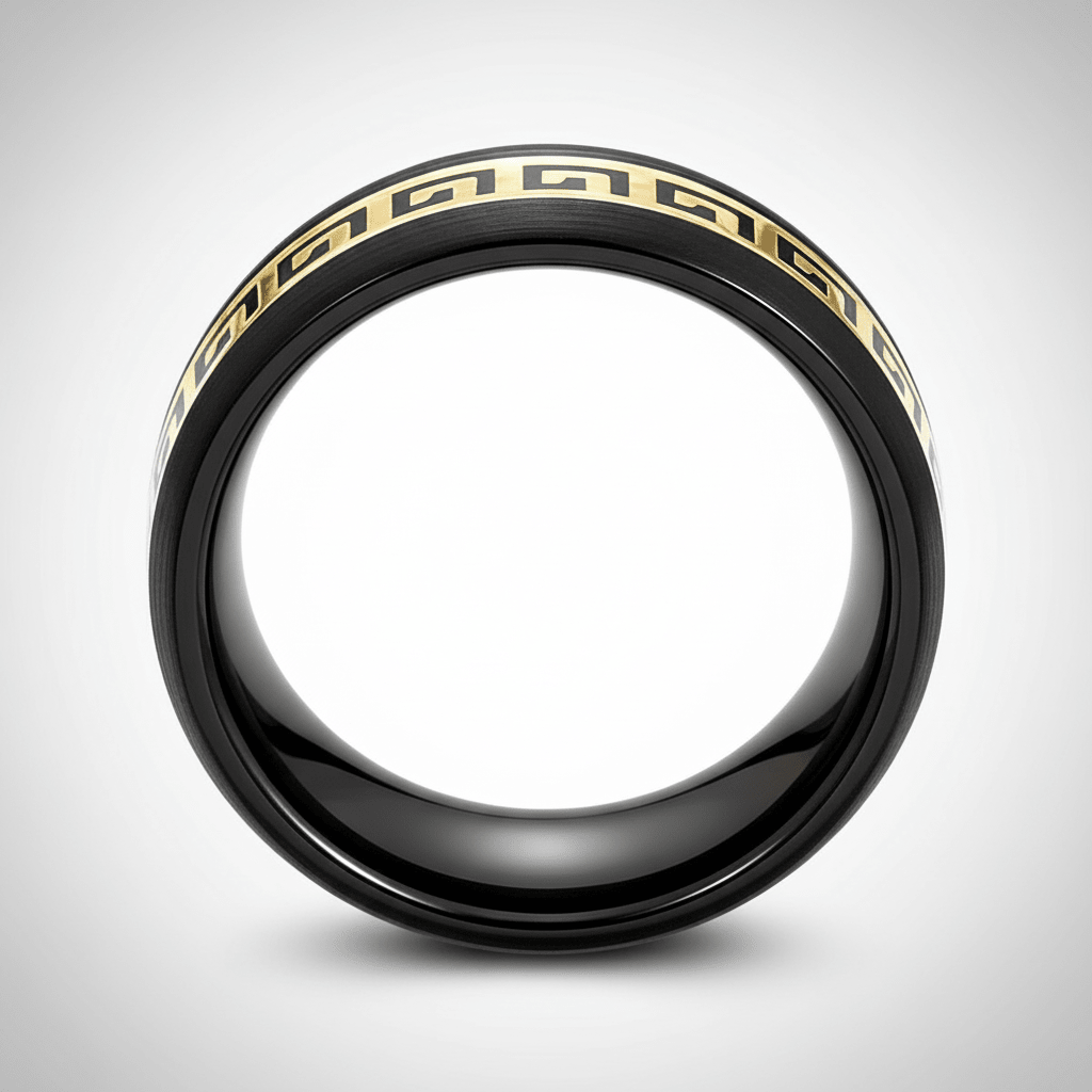 ERDIL — Center-through axial view — men's tungsten wedding ring.