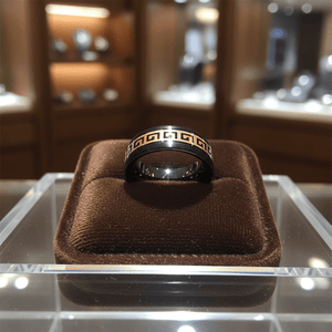 ERDIL — Premium boutique display on velvet — men's tungsten wedding ring.