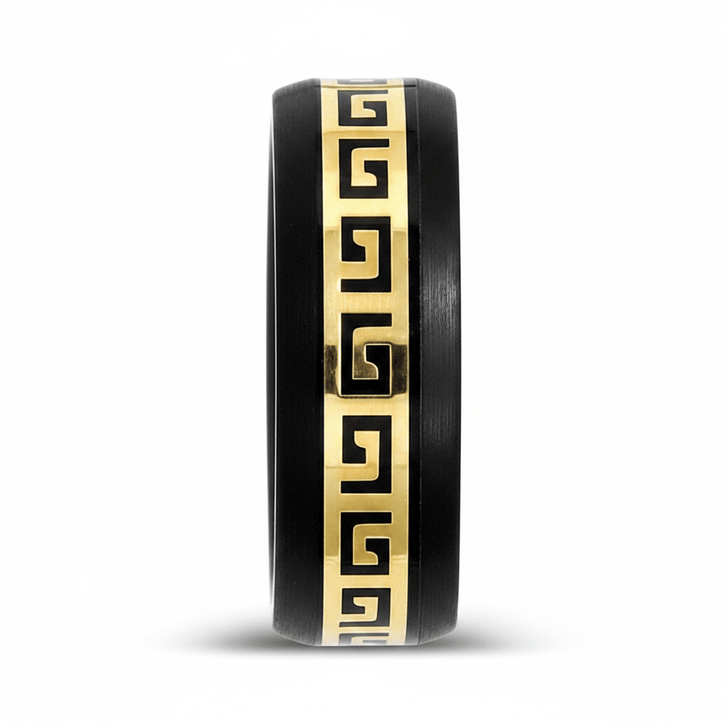 ERDIL — Front-facing straight-on view — men's tungsten wedding ring.