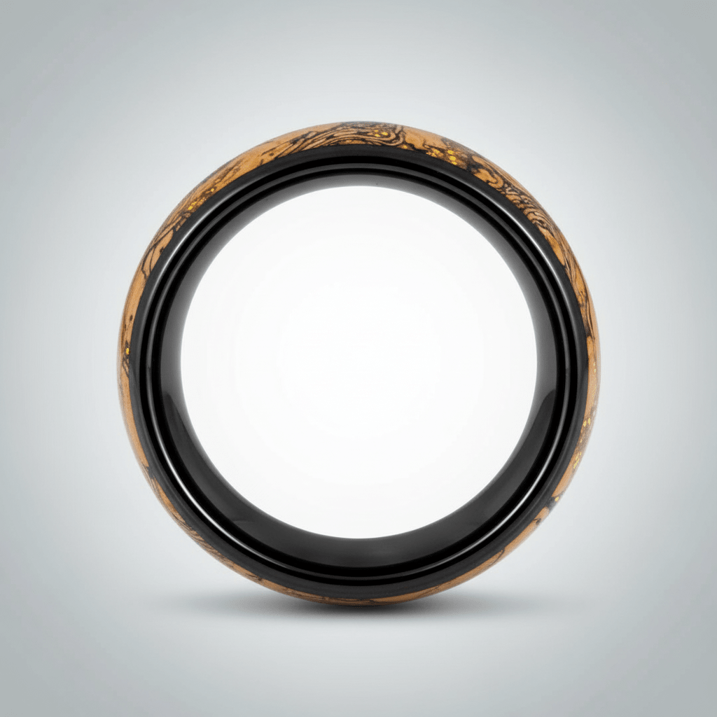 ERMIS — Center-through axial view — men's tungsten wedding ring.