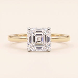ESTHER asscher lab-grown diamond ring in 14K two-tone gold, front view, approx. 1 ct center