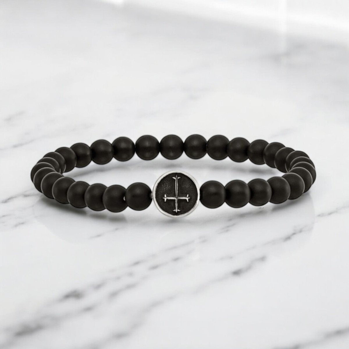 Polished & Antiqued Cross Charm Bracelet
