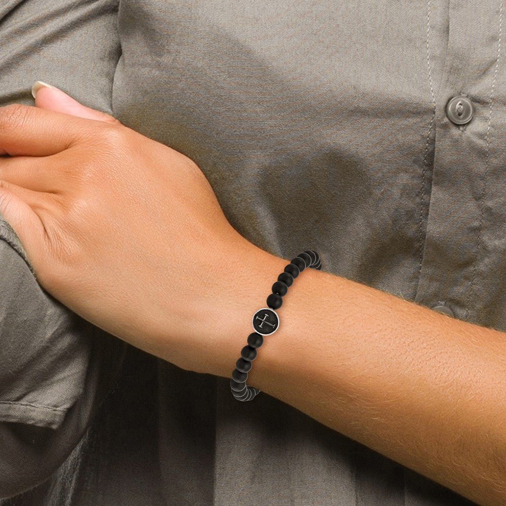 Faith Embrace Black Agate Beaded Bracelet