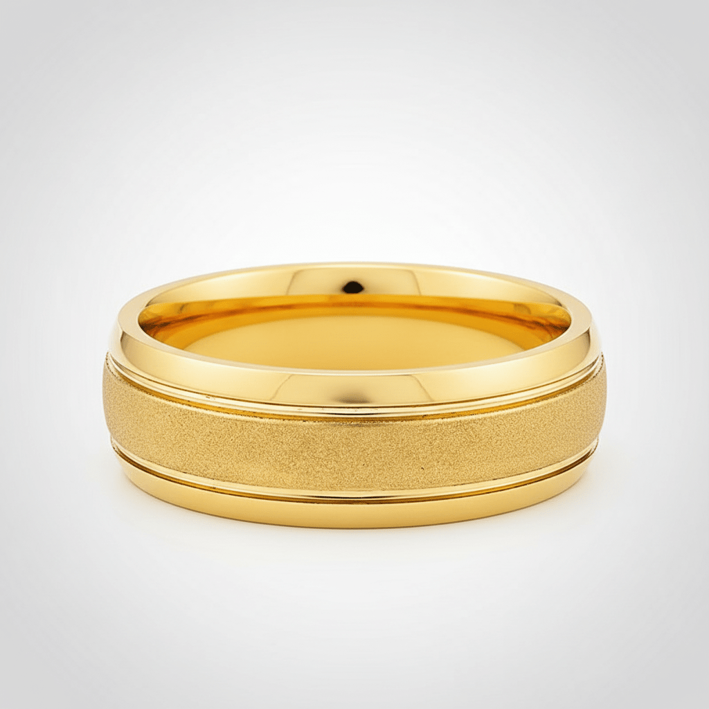 FRANCO — Center-through axial view — men's tungsten wedding ring.