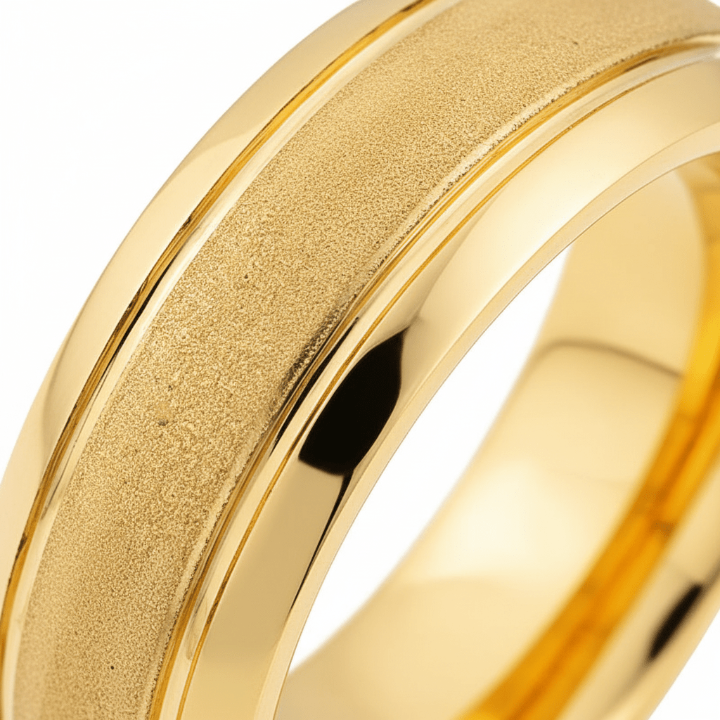 FRANCO — Extreme macro detail — men's tungsten wedding ring.
