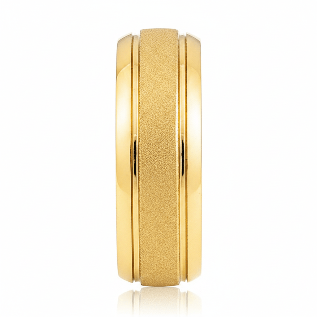 FRANCO — Front-facing straight-on view — men's tungsten wedding ring.