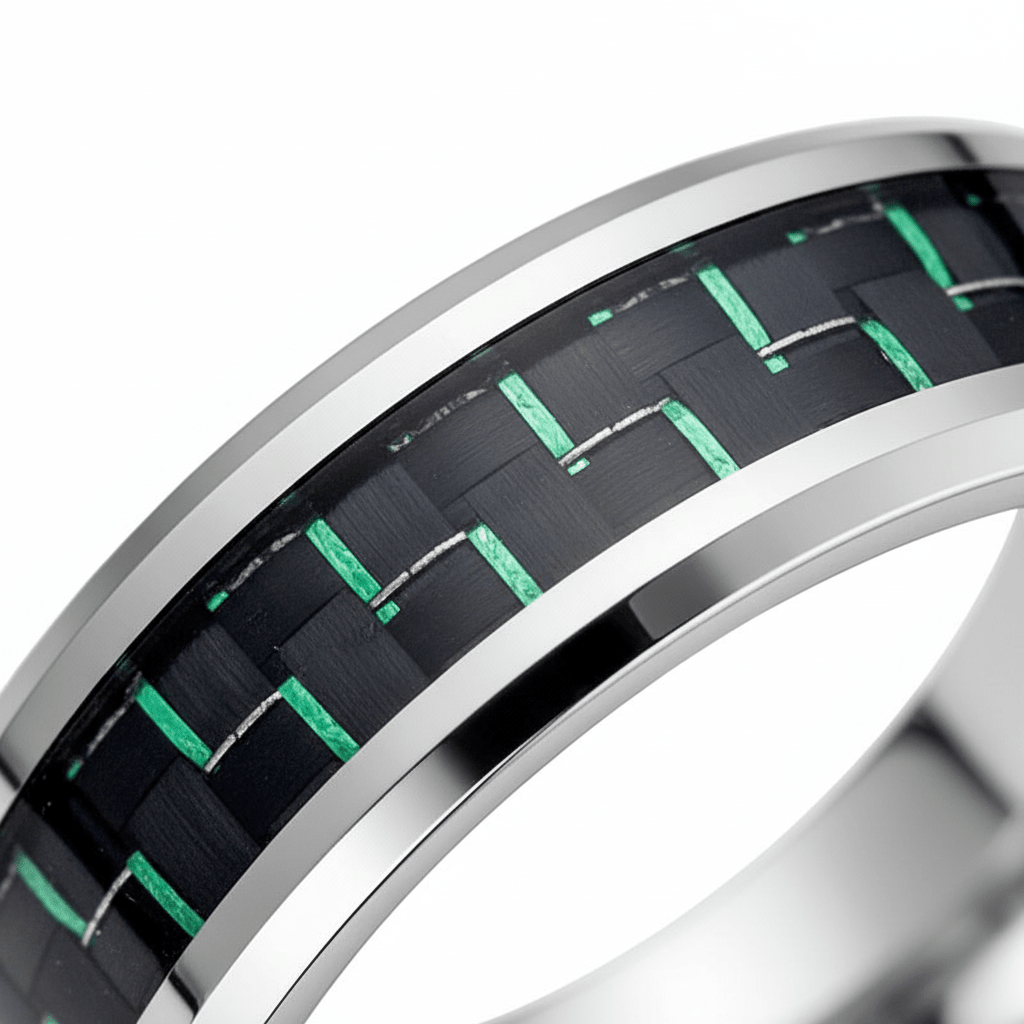 GALACTUS — detail view — men's tungsten carbide wedding ring | Aydins Jewelry