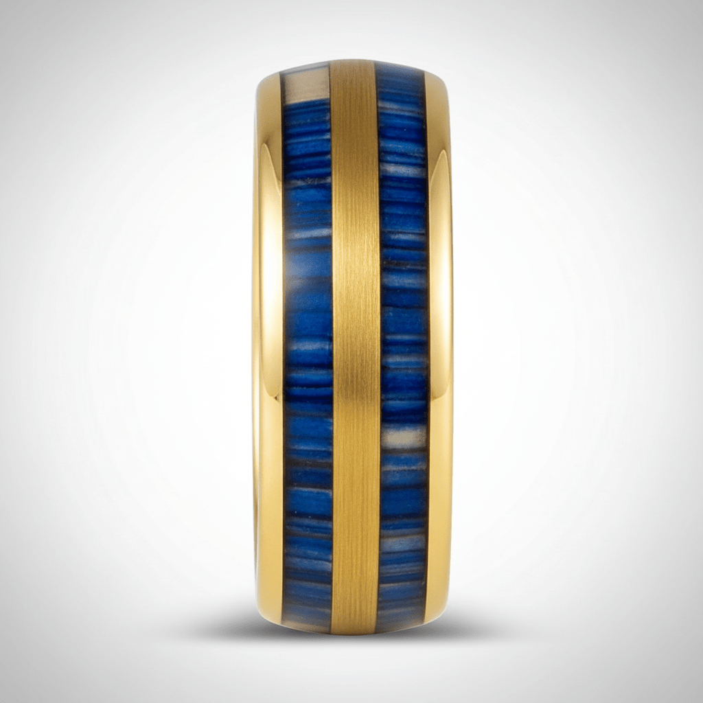 GALLOWAY — Center-through axial view — men's tungsten wedding ring.
