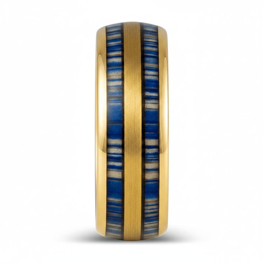 GALLOWAY — Front-facing straight-on view — men's tungsten wedding ring.
