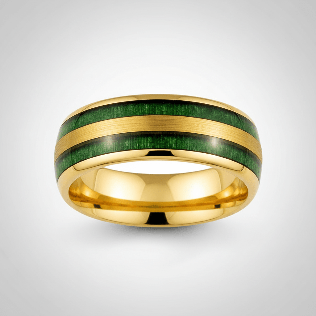 GARRISON — Center-through axial view — men's tungsten wedding ring.