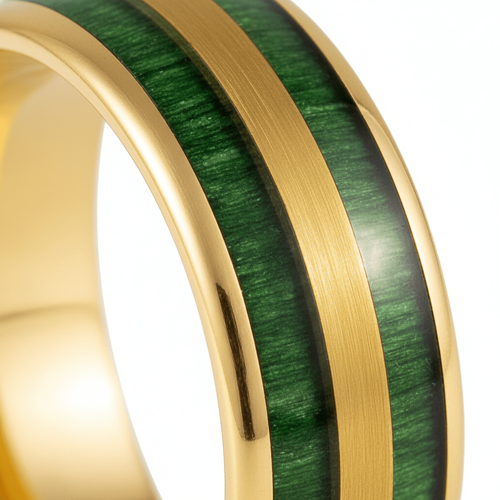 GARRISON — Extreme macro detail — men's tungsten wedding ring.