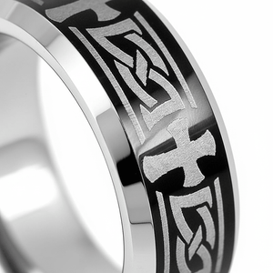GARROS — close-up detail — men's tungsten carbide wedding ring | Aydins Jewelry