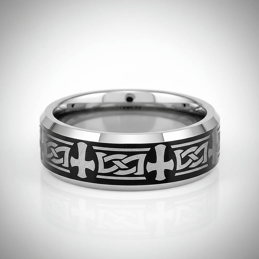 GARROS — alternate angle — men's tungsten carbide wedding ring | Aydins Jewelry
