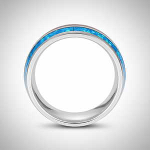 GENIE — Center-through axial view — men's tungsten wedding ring.