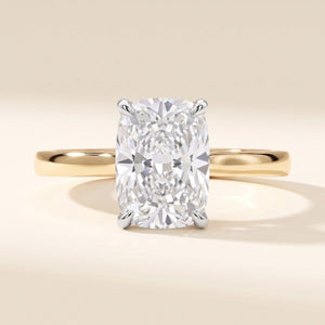 GEORGIA elongated cushion lab-grown diamond ring in 14K two-tone gold, front view, approx. 1 ct center