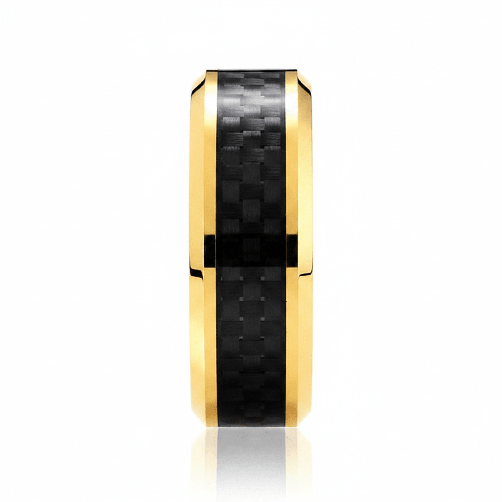 GILDWING — Front-facing straight-on view — men's tungsten wedding ring.