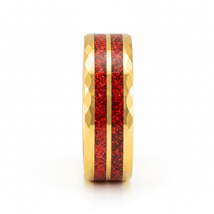 GLEAMFIRE — Front-facing straight-on view — men's tungsten wedding ring.