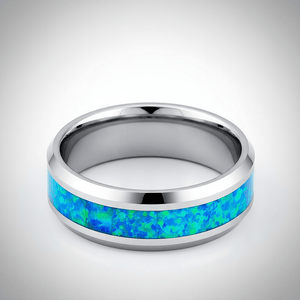GLEAMING — Center-through axial view — men's tungsten wedding ring.