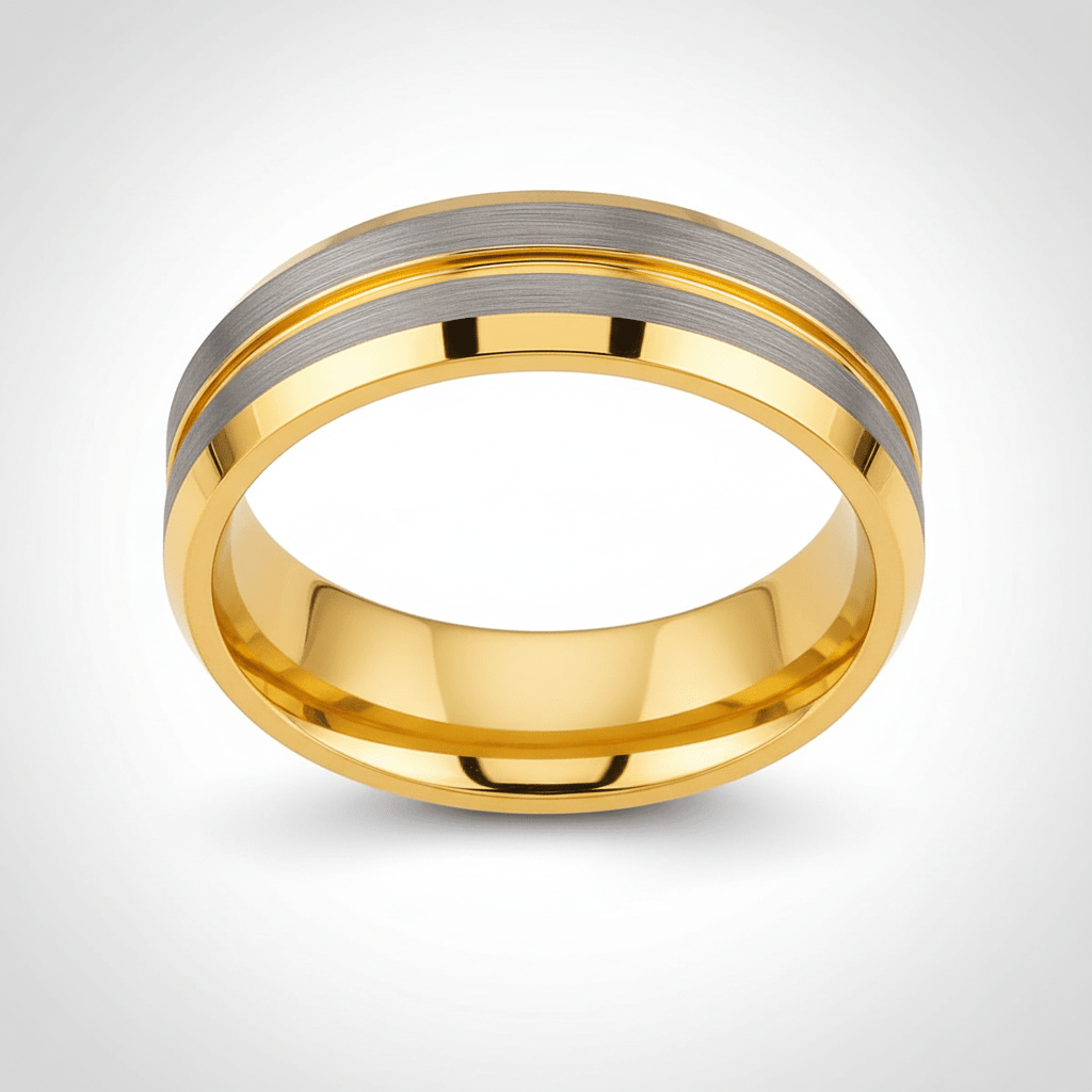 GLEAMLINE — Center-through axial view — men's tungsten wedding ring.