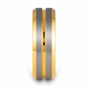 GLEAMLINE — Front-facing straight-on view — men's tungsten wedding ring.