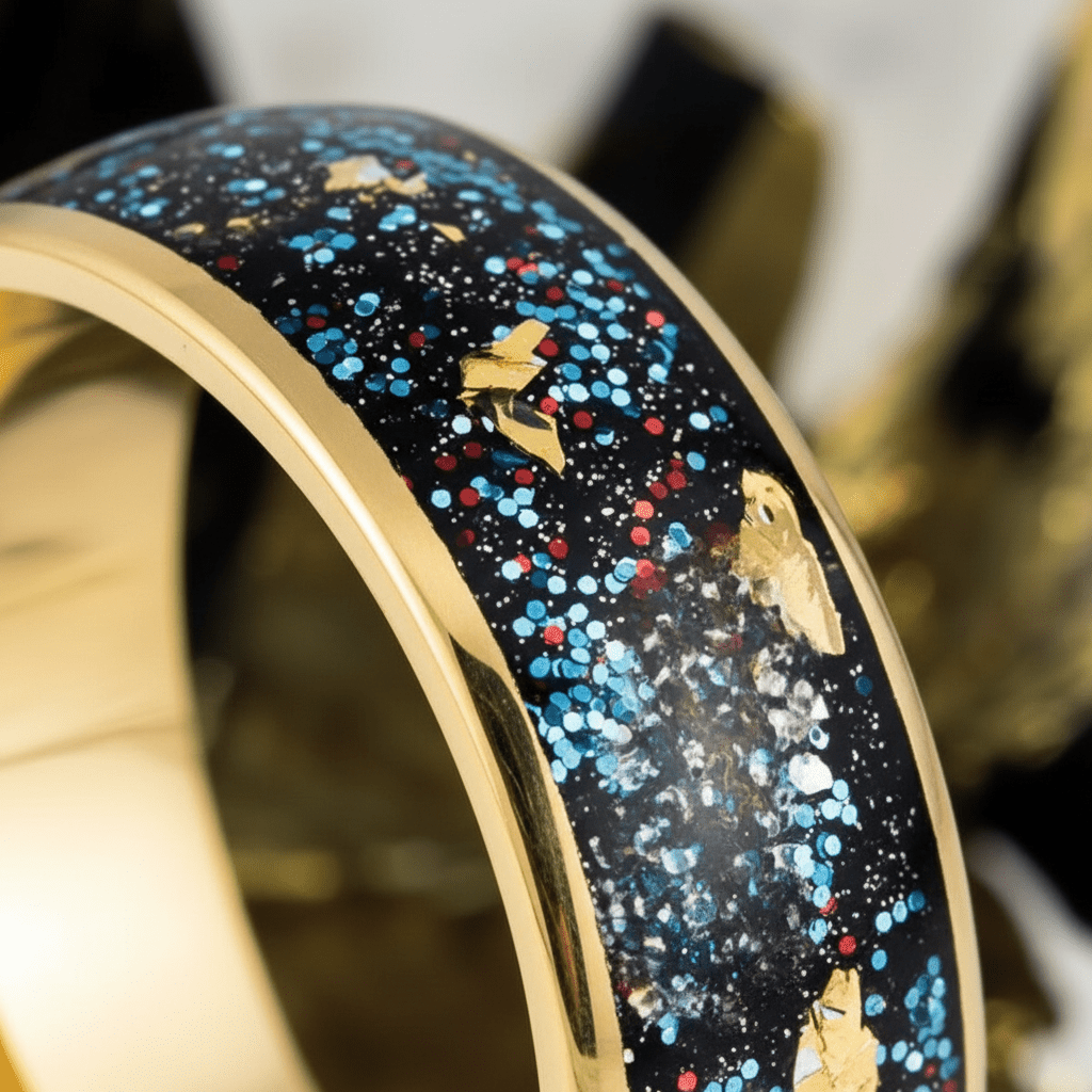 GLITSEA — Extreme macro detail — men's tungsten wedding ring.