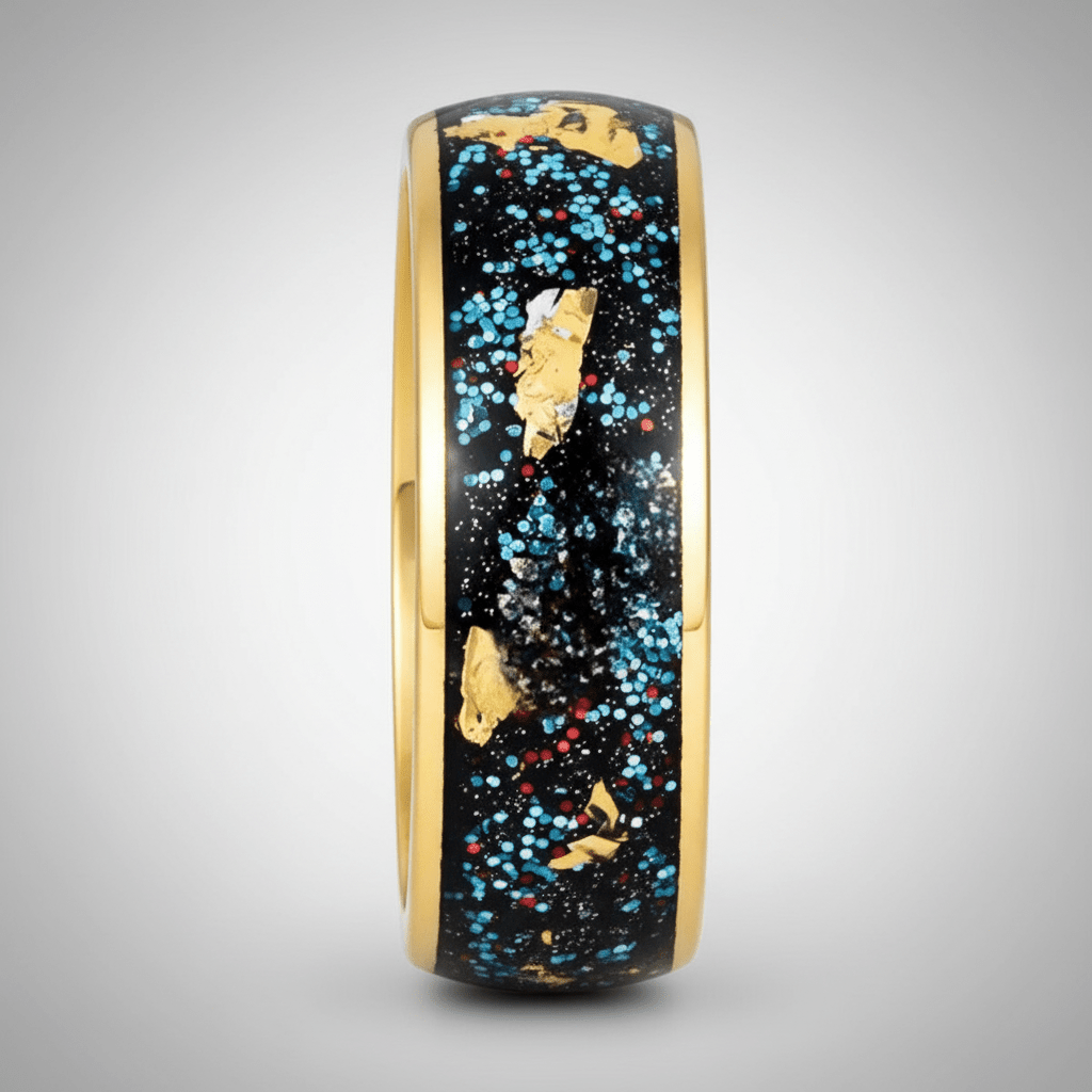 GLITSEA — Center-through axial view — men's tungsten wedding ring.