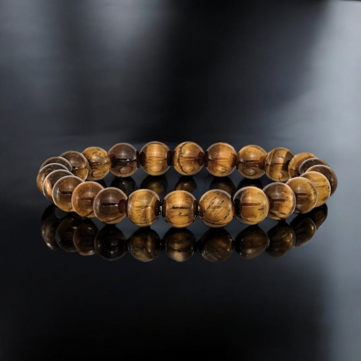 Unisex Yellow Tiger's Eye Agate Beaded Bracelet