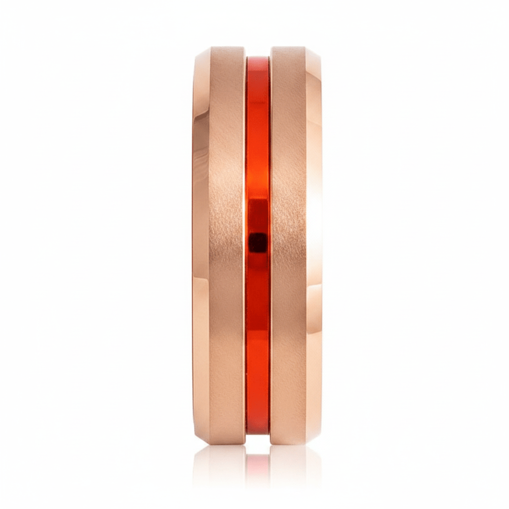 GOSTU — Front-facing straight-on view — men's tungsten wedding ring.