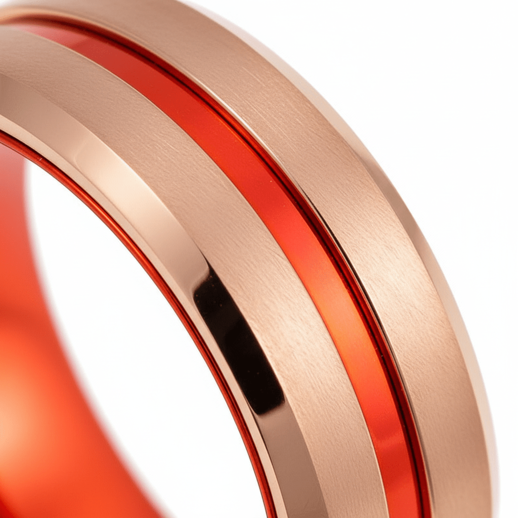 GOSTU — Extreme macro detail — men's tungsten wedding ring.