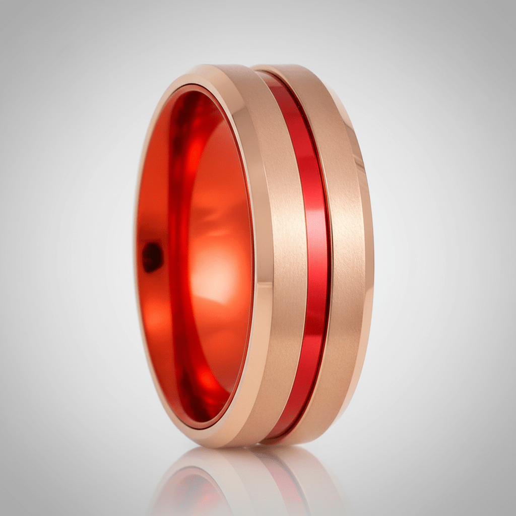 GOSTU — Center-through axial view — men's tungsten wedding ring.