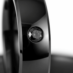 GRAVEL — Extreme macro detail — men's tungsten wedding ring.