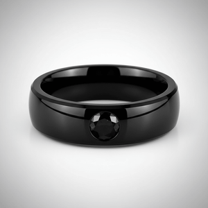 GRAVEL — Center-through axial view — men's tungsten wedding ring.