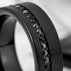 GROOVIX — Extreme macro detail — men's tungsten wedding ring.