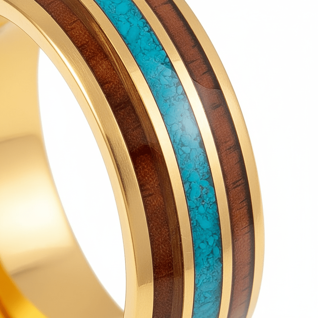 GUNNAR — Extreme macro detail — men's tungsten wedding ring.