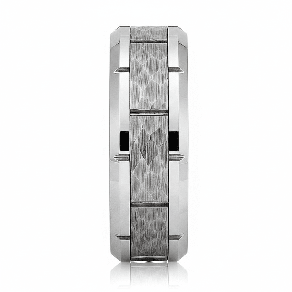 GURNEY — angled view — men's tungsten carbide wedding ring | Aydins Jewelry