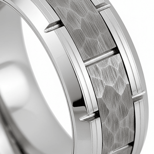 GURNEY — close-up detail — men's tungsten carbide wedding ring | Aydins Jewelry