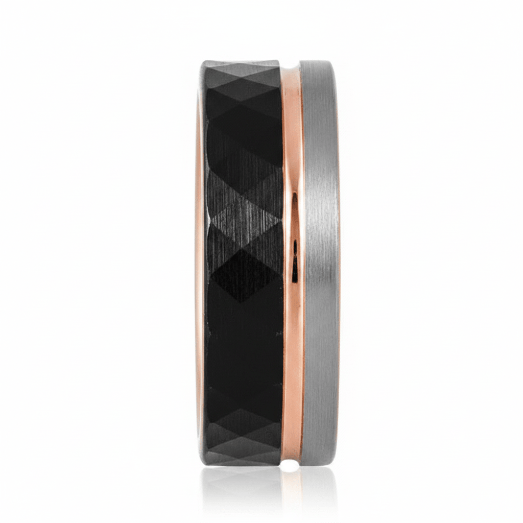 GUSTAVO — Front-facing straight-on view — men's tungsten wedding ring.
