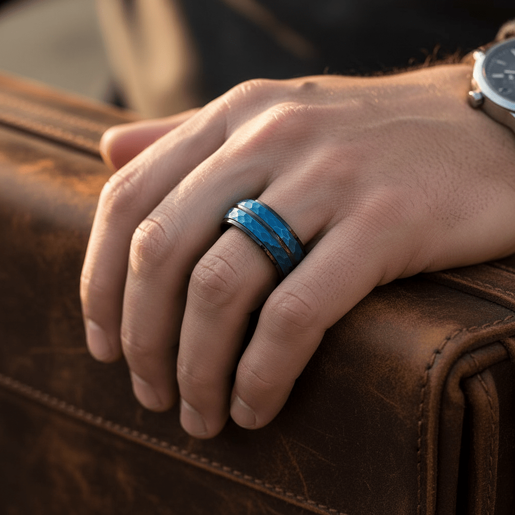 HARLO — angled view — men's tungsten carbide wedding ring | Aydins Jewelry