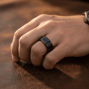HAWTHORN — close-up detail — men's tungsten carbide wedding ring | Aydins Jewelry